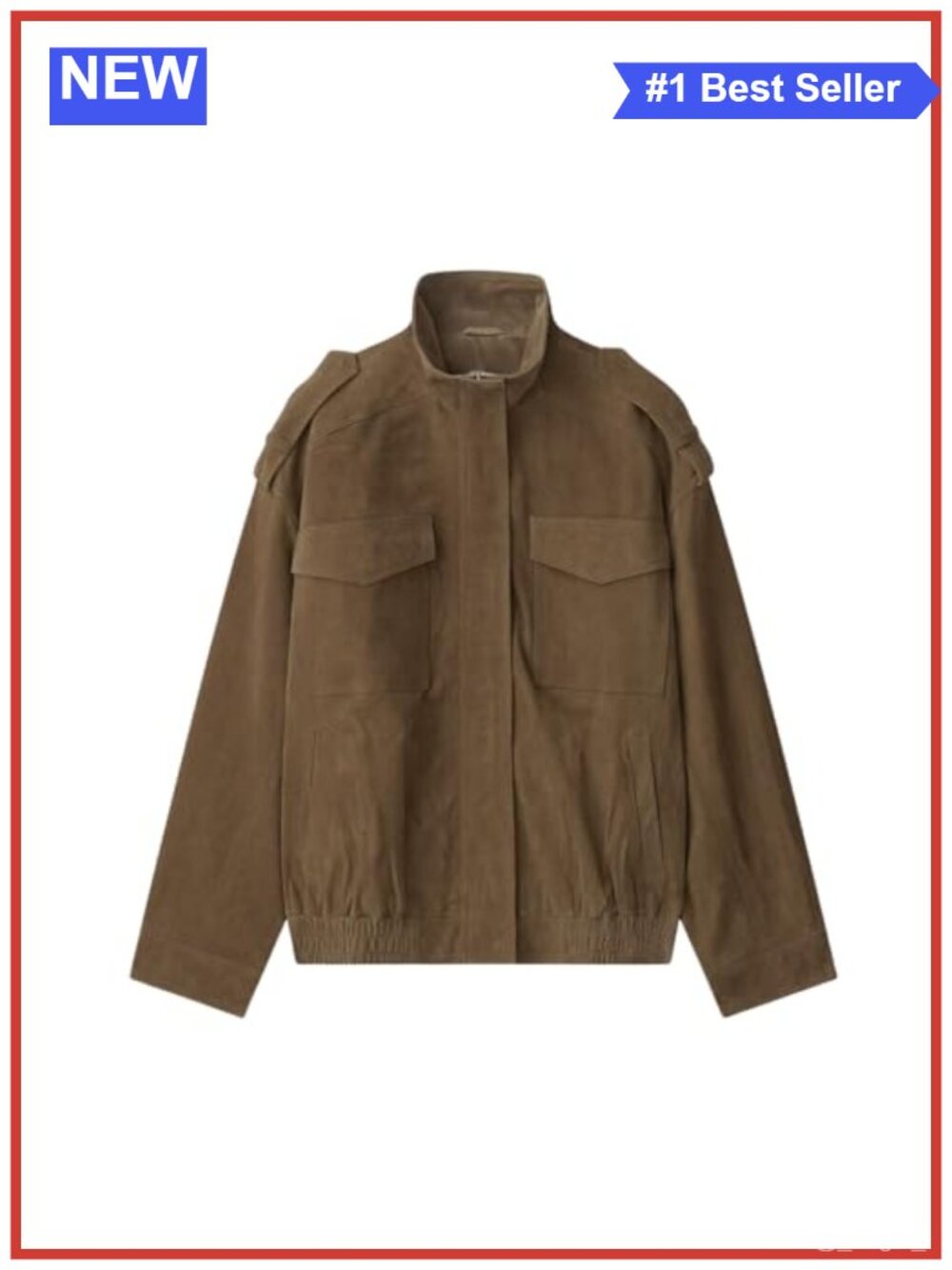 Faux Suede Leather Jacket Vintage High Collar Zip Up Oversized Bomber Coat with